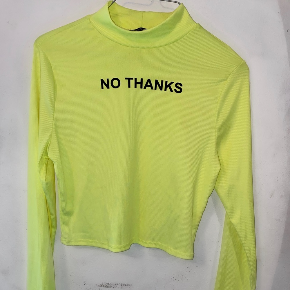 FashionNova Mock Neck Top in Neon Green